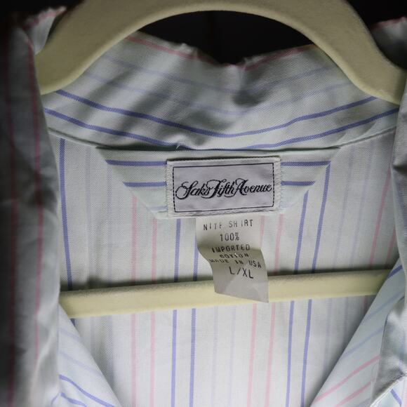 Saks Fifth Avenue NWT Nightshirt L/XL Striped 100% Cotton USA - Picture 3 of 4